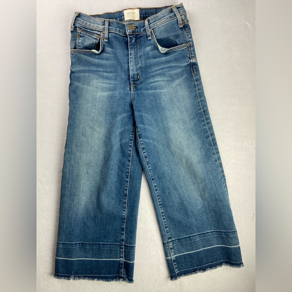 McGuire Anthropologie Wide Leg Crop Raw Hem Distressed Jeans Size 25